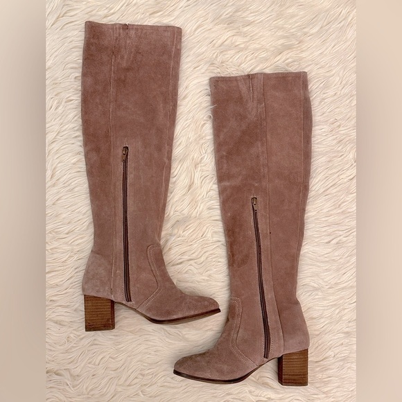 Coconuts by Matisse Tan Genuine Suede Over the Knee Heeled Boots Size 7.5 - Picture 2 of 11